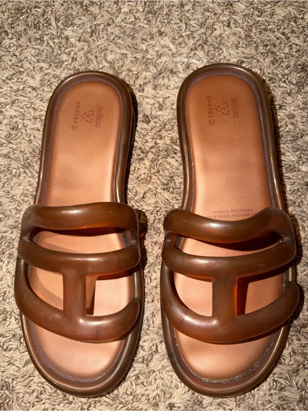 Telfar Brown Open-Toe Double Strap Slide Sandals Jelly Melissa